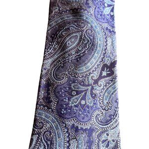 Ike Behar New York Men’s Designer Necktie Purple Paisley Silk Made In USA 62” L